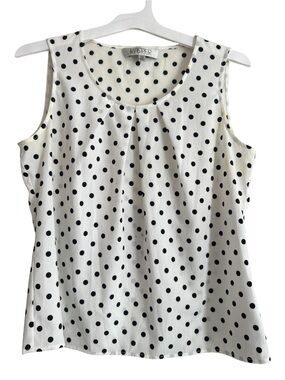 Kasper White Sleeveless Polka Dot Blouse Size PM